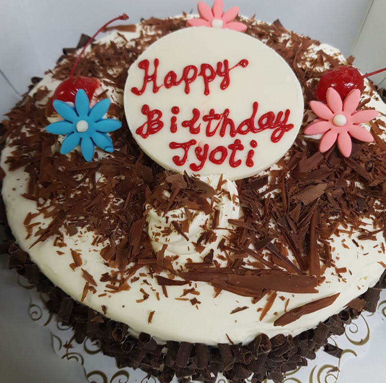 Birthday Cake of Black Forest with Plaque